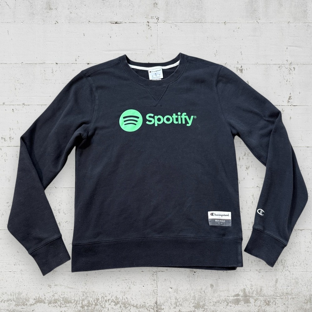 Champion Spotify Black Pullover Promotional Sweatshirt Size S